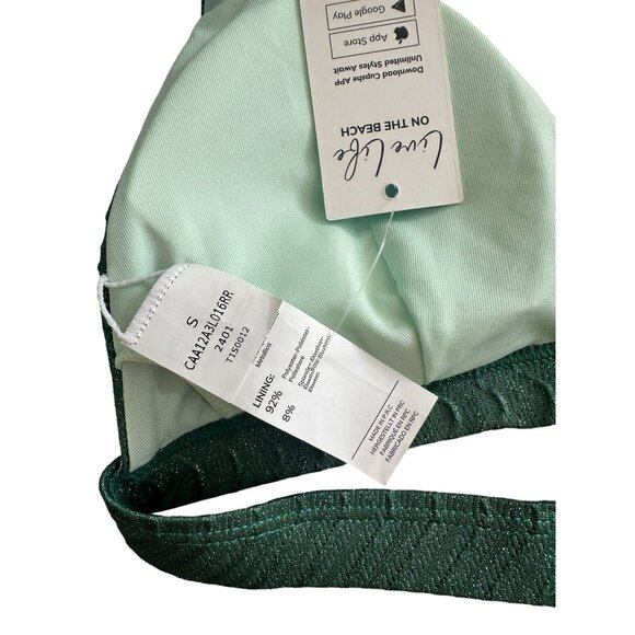 CUPSCHE Green Metallic Bikini Top Size Small NEW New with tags - Picture 2 of 6